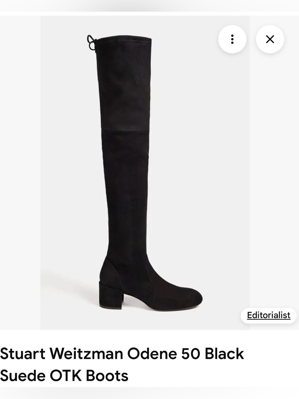 Stuart Weitzman Odene 50 Black Suede OTK Boots size 8